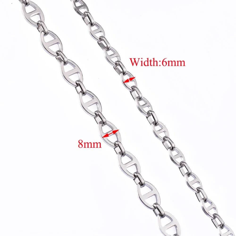 Wholesale Width 6/8mm Simple Handmade for Men Stainless Steel Hip Hop Chain Women Necklace Punk Jewelry