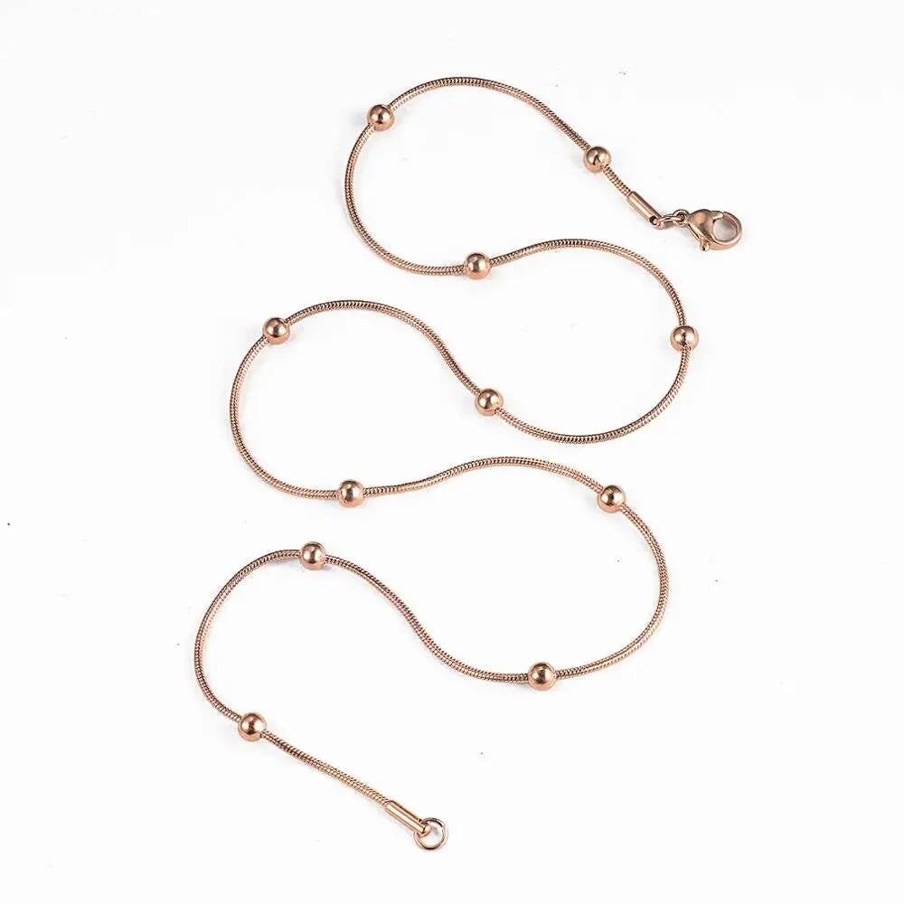 1 piece Width 1.2mm Snake Round Beads Chain & Link Necklaces Jewelry Stainless Steel Choker Necklace For Women Collier