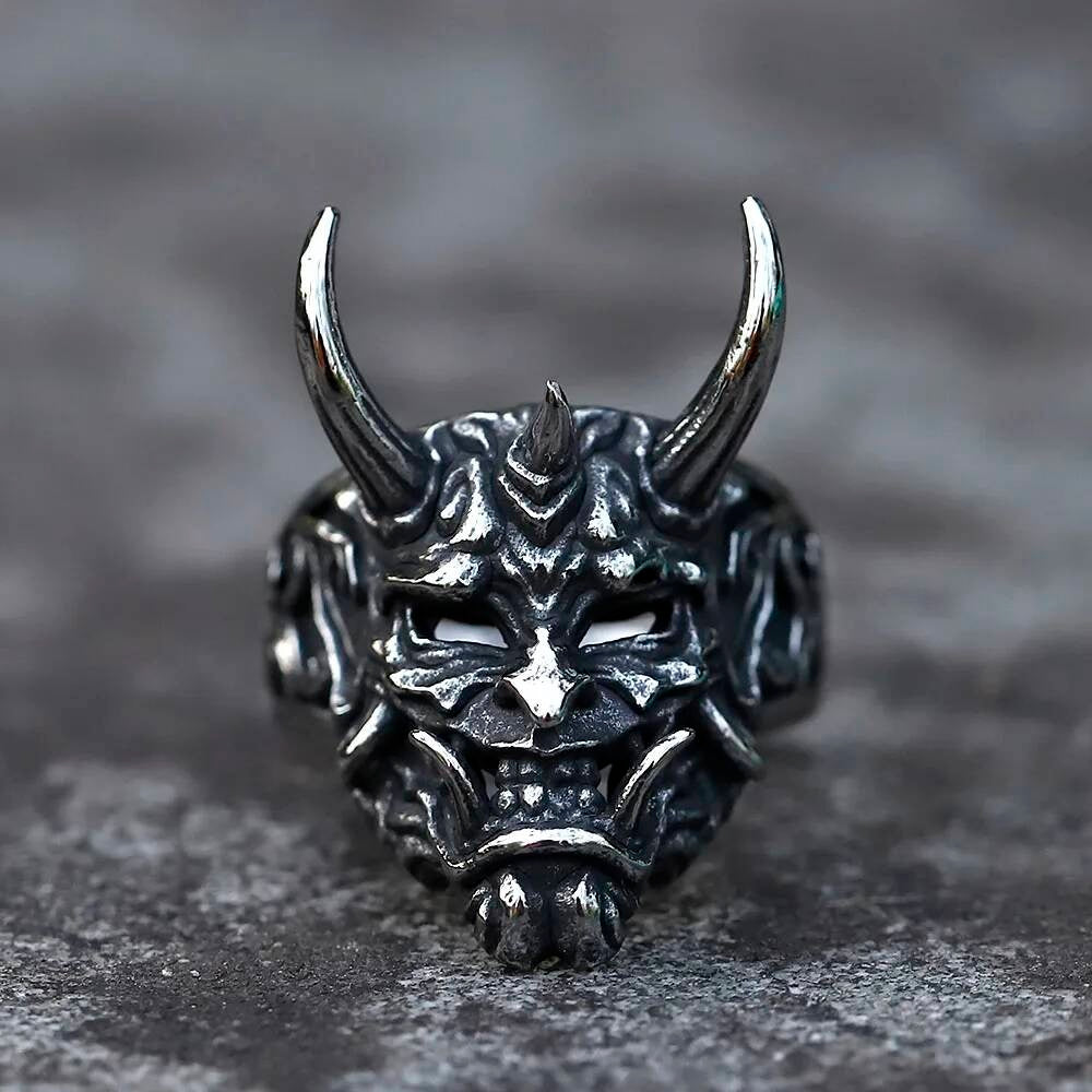 Retro Devil Skull Signet Ring – 316L Stainless Steel Gothic Punk Jewelry A STYLE