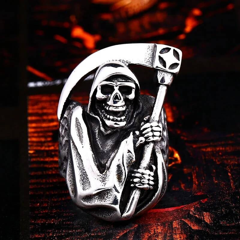 Hell Grim Reaper Skull Ring - Sons of Anarchy Style Stainless Steel Men's Jewelry