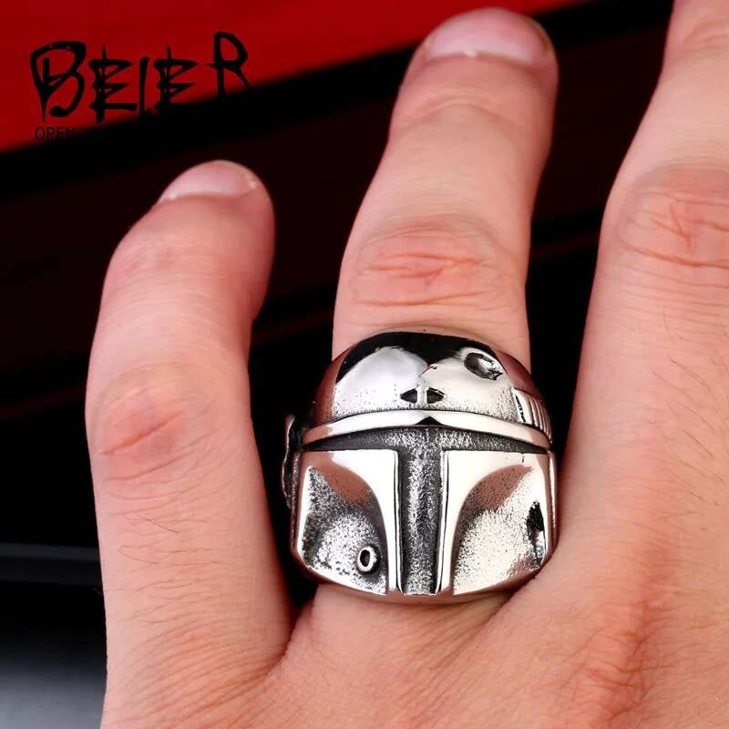 Warrior Helmet Ring – Stainless Steel Sci-Fi Armor Inspired Jewelry
