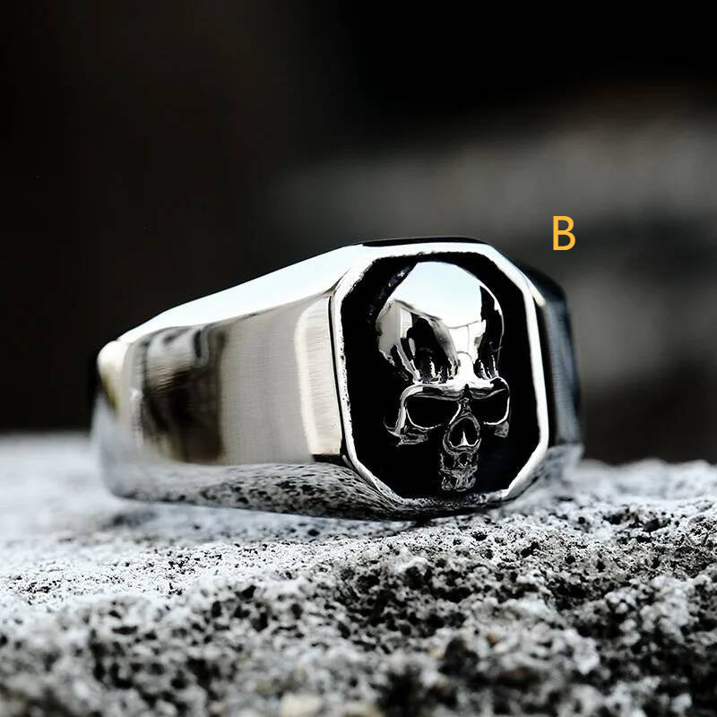 316L Stainless Steel Skull Crossbones Ring Gothic Punk Biker Jewelry