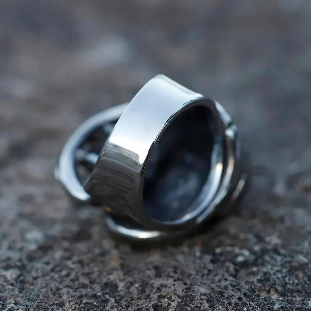 Snake Caarium Skull Ring - Gothic Stainless Steel Biker Punk Jewelry