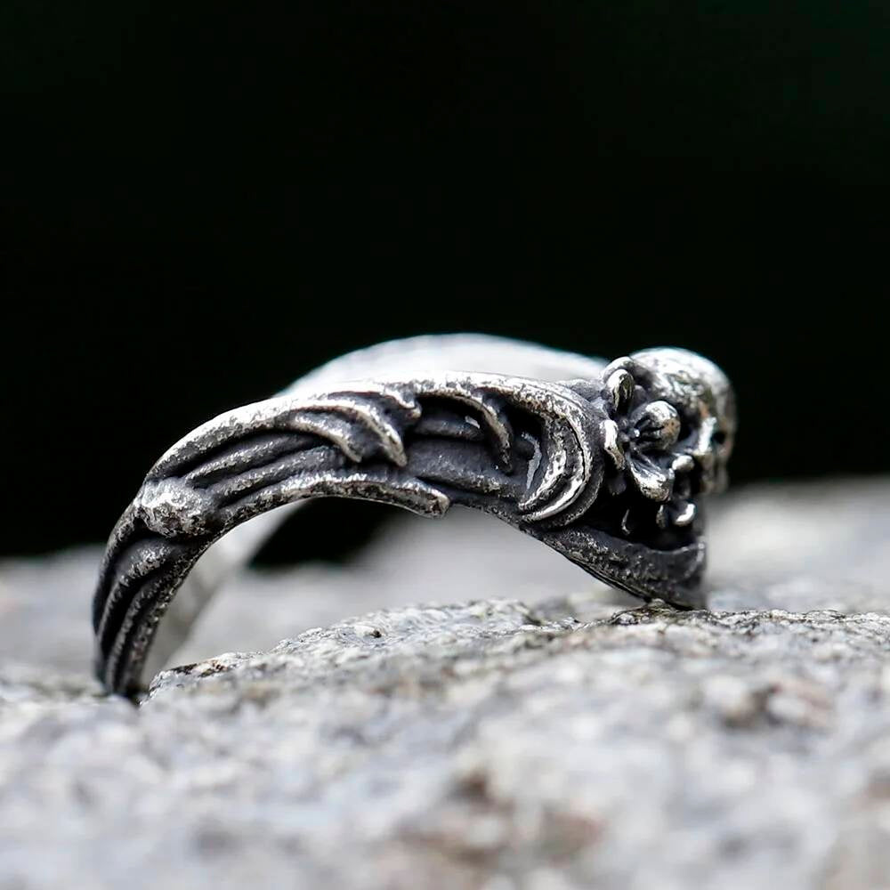 Vintage Fashion Punk Flower Domineering Skull Ring Biker Motorcycle Jewelry