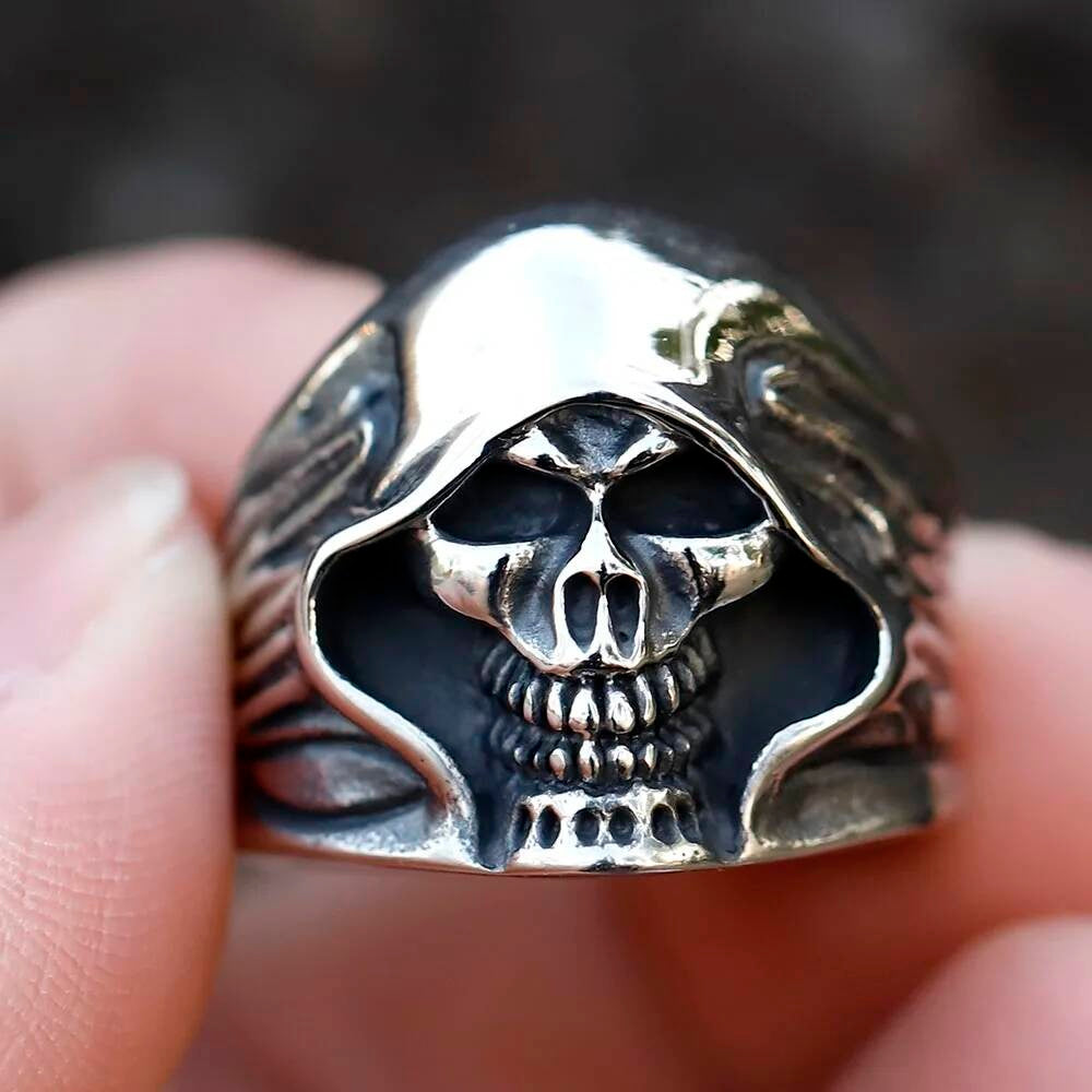 Death Skull Ring - Stainless Steel Punk Hip Hop Jewelry for Men & Teens