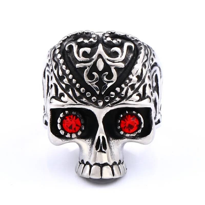 Caarium Skull Hand Ring - Gothic Stainless Steel Biker Band Jewelry A STYLE
