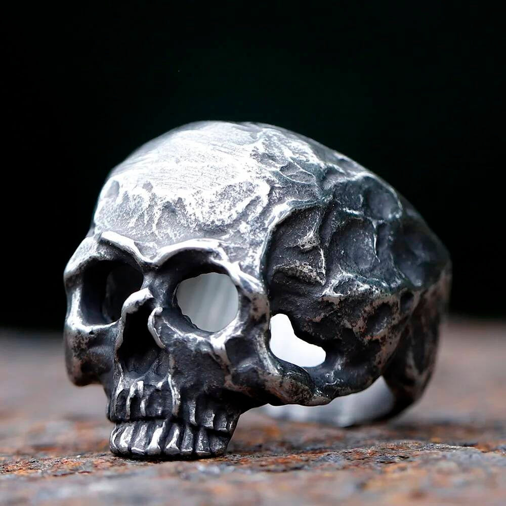 Vintage Gothic Skull Ring – 316L Stainless Steel Skeleton Statement Band E STYLE