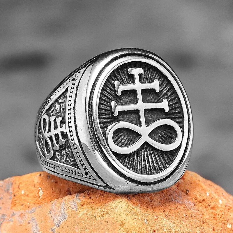 Lucifer Satan Gothic Ring 316L Stainless Steel Punk Jewelry for Men