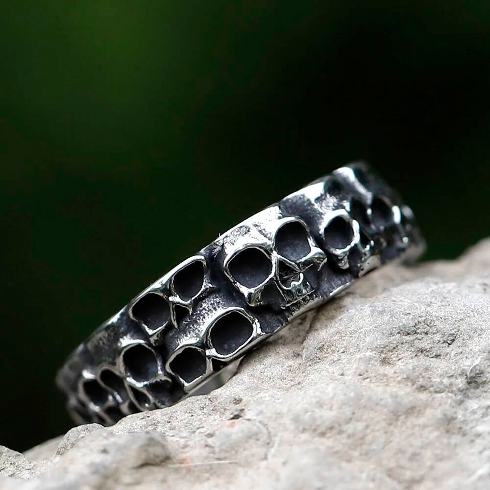 Minimalist Skull Biker Ring – 316L Stainless Steel for Edgy Teen Style