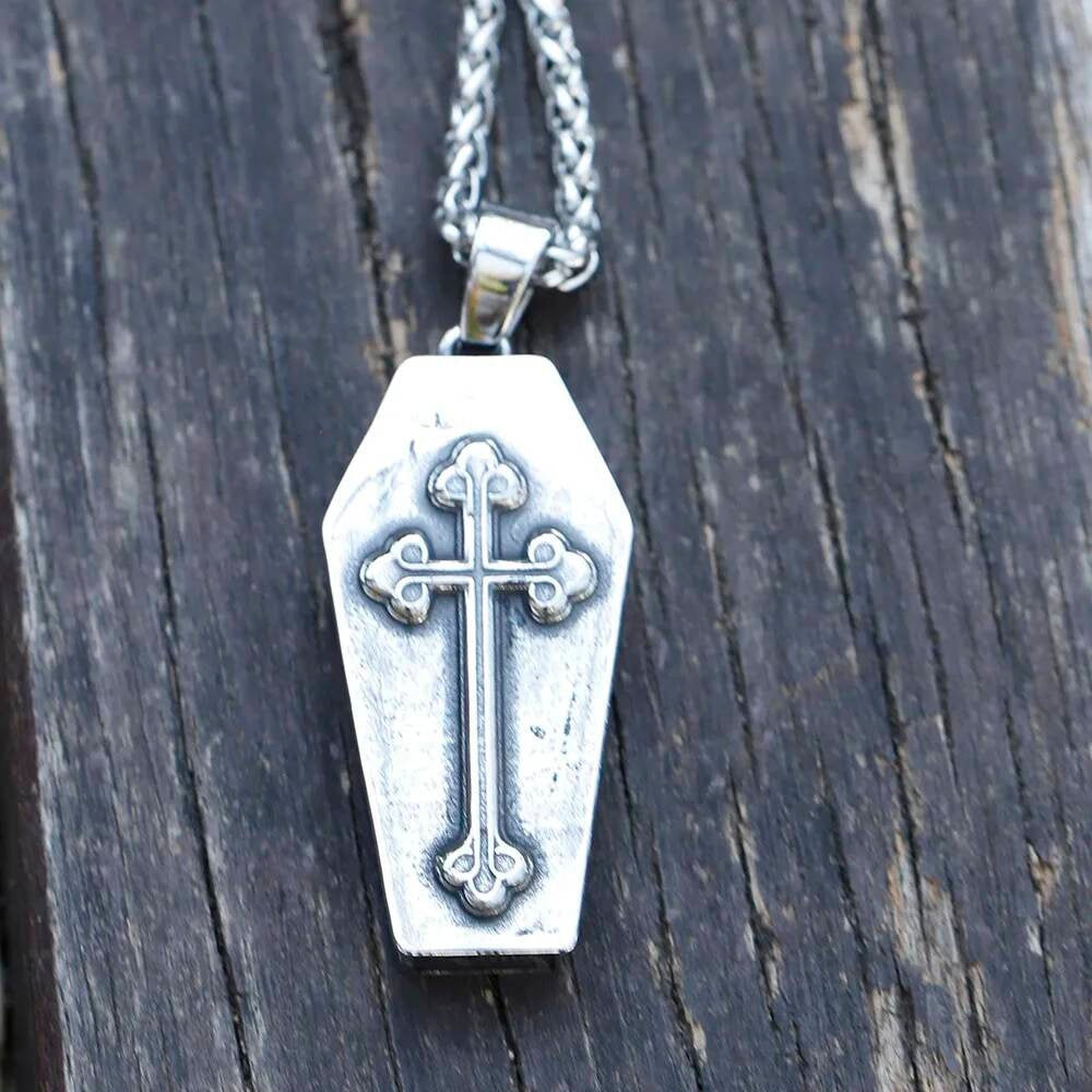 Coffin Skeleton Pendant – Gothic Stainless Steel Necklace