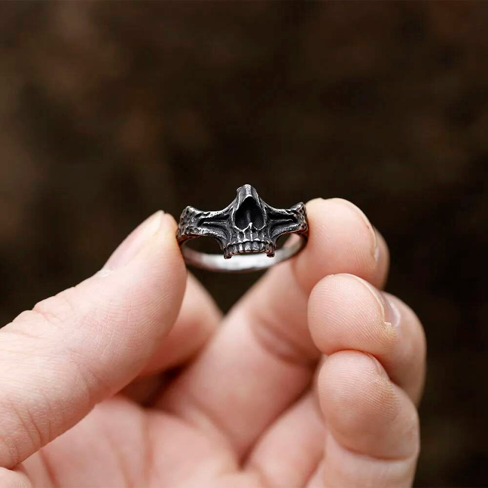 Vintage Gothic Skull Ring – 316L Stainless Steel Skeleton Statement Band