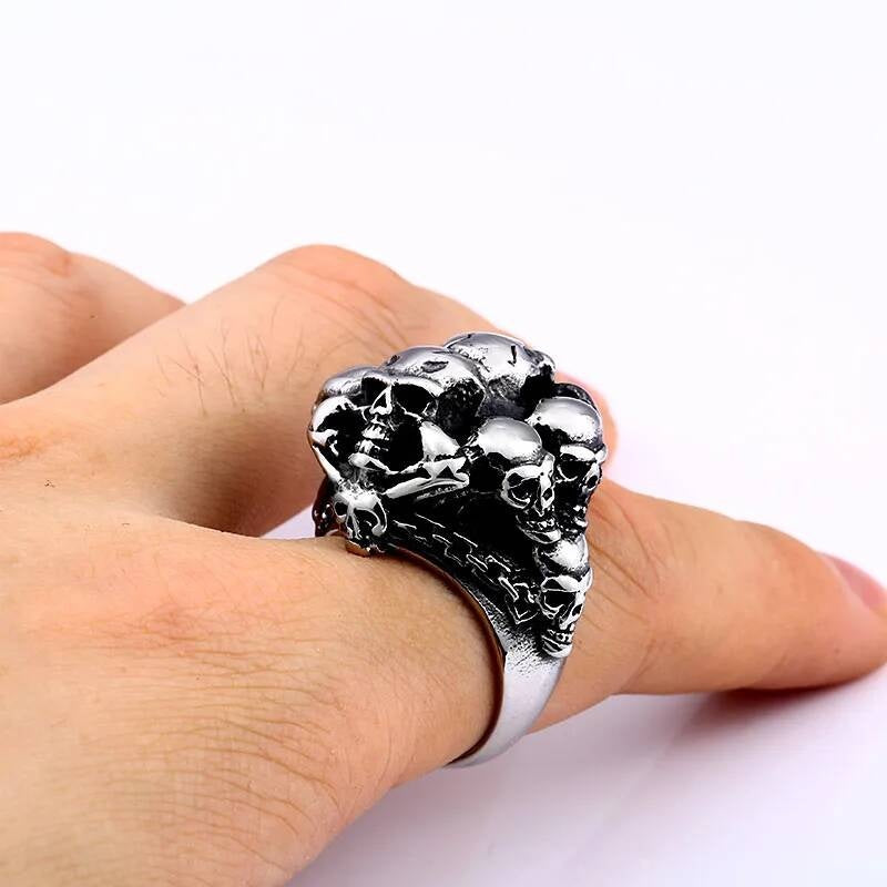 Punk Skull Skeleton Ring – 316L Stainless Steel Statement Band
