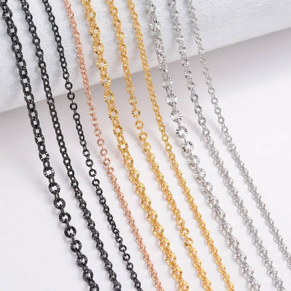 1Pc Women Men O Style 316L Stainless Steel Link Chain Necklace Jewelry Width 2/2.5/3/4mm