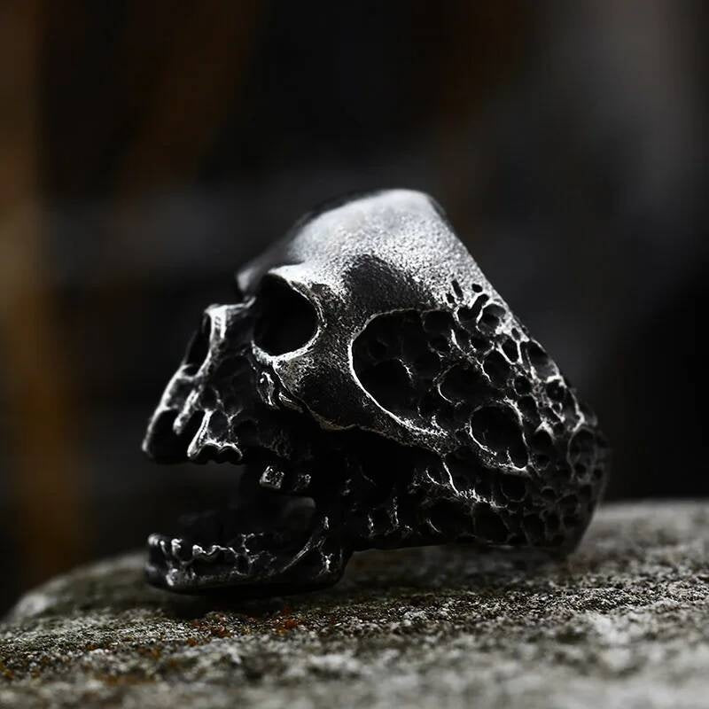 Open Mouth Skull Ring – Gothic Stainless Steel Biker Punk Jewelry