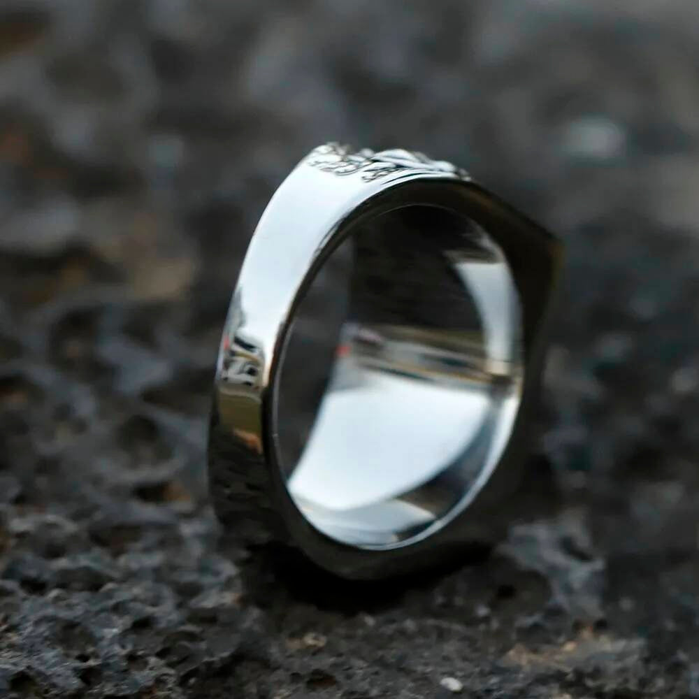 Pistol Skull Ring - Stainless Steel Gothic Punk Rock Jewelry for Teens