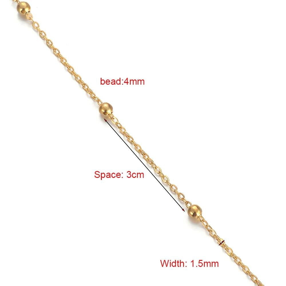 Wholesale 10pcs/lot Width 1.5mm 2mm Tiny beaded Stainless Steel Link Chain for Necklaces Bracelets Foot Jewelry size 11