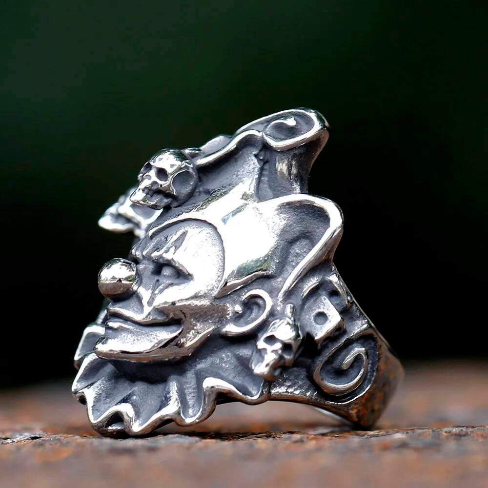 Joker Skull Ring - Stainless Steel Punk Biker Movie Inspired Men's Jewelry