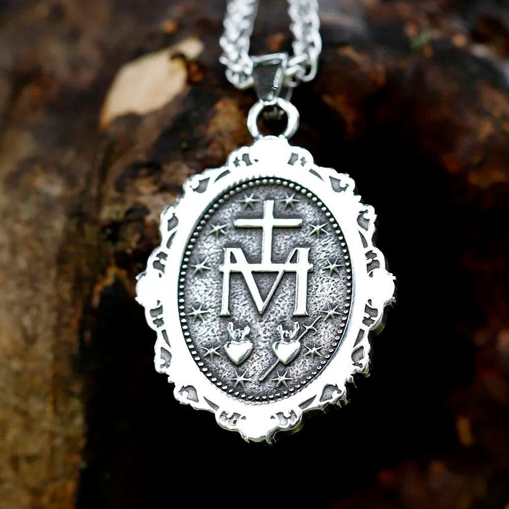 St. Michael Archangel Pendant Necklace – Two-Tone Religious Medal