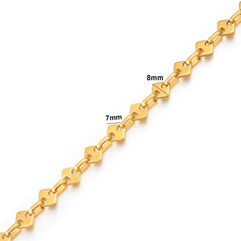 1 piece Women Men Bracelet Necklace Stainless Steel Huge Handmade Square Bone Shape Link Chain Jewelry Not allergic style 4