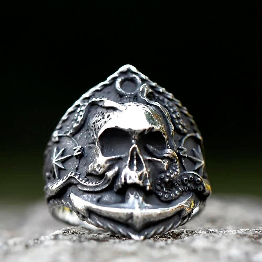 Compass Skull Biker Ring – 316L Stainless Steel Motorcycle Party Gift