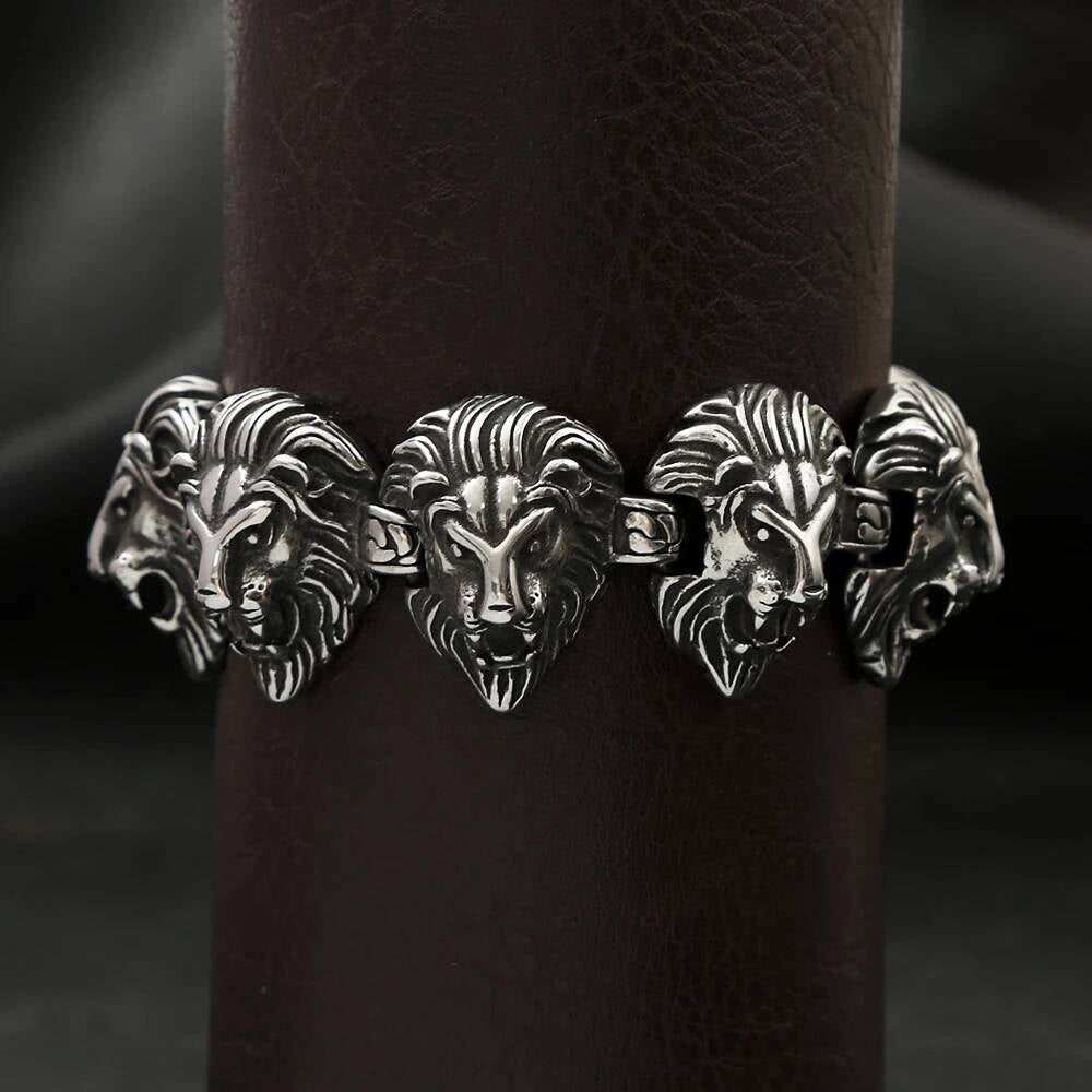 Stainless Steel Lion Head Chain Bracelet – Bold King’s Power Jewelry