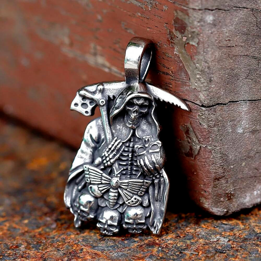 Grim Reaper Pendant – Gothic Stainless Steel Death Necklace
