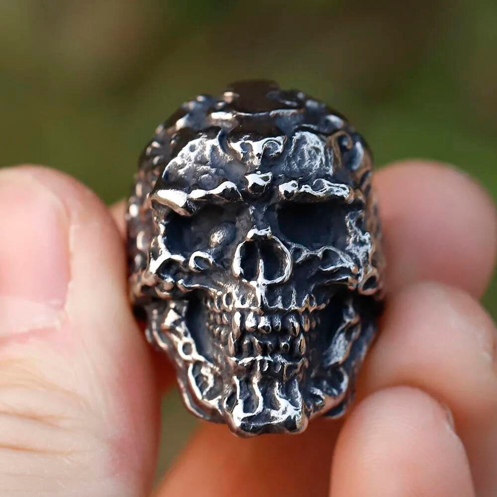 Vintage Punk Skull Ring – 316L Stainless Steel Biker Statement Band