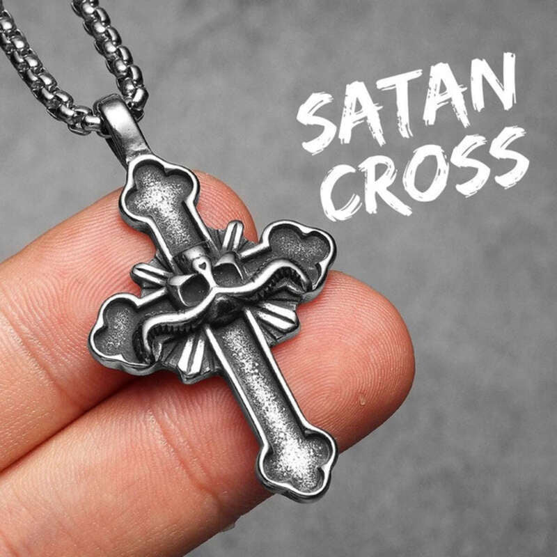 316L Stainless Steel Gothic Cross Pendant Necklace – Faith & Strength Symbol N1353-With Chain