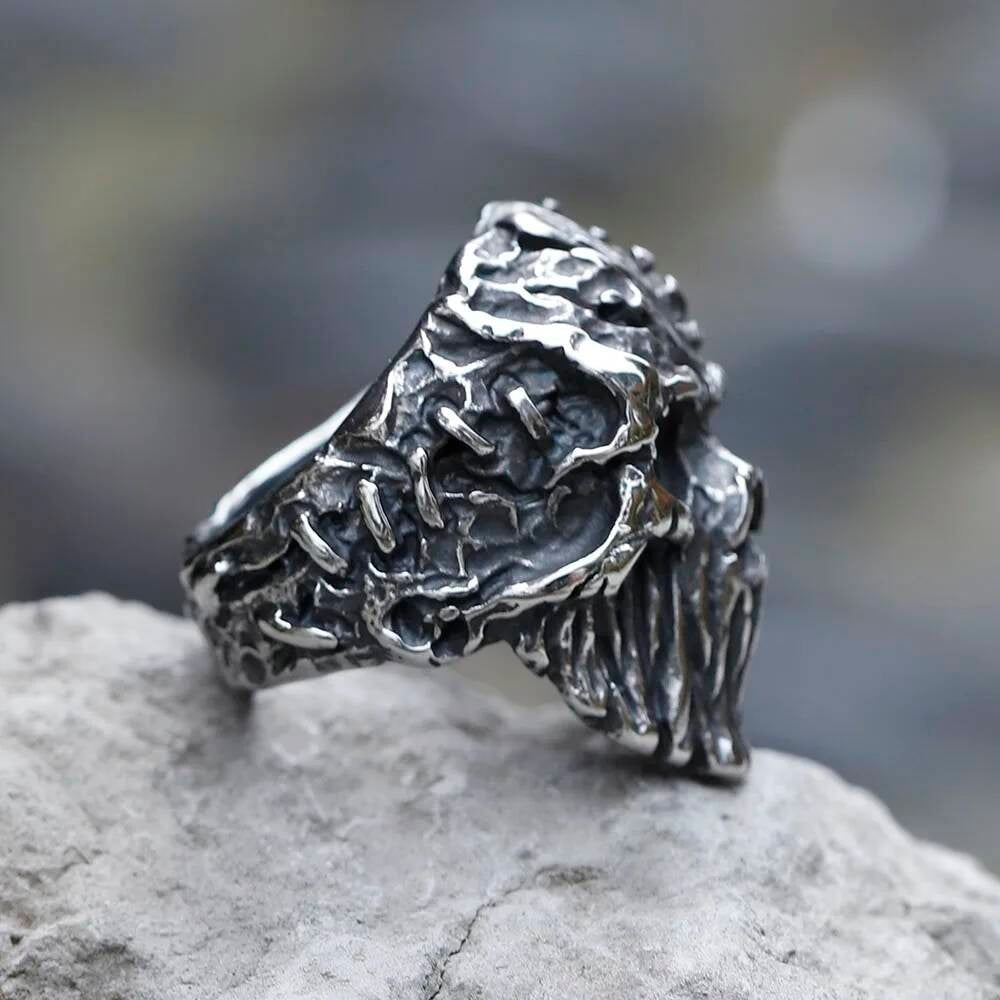 Gothic Punk Satanic Devil Skull Vintage Steampunk Men's Stainless Steel Ring