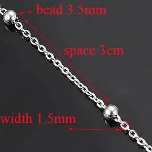 Wholesale 10pcs/lot Width 1.5mm 2mm Tiny beaded Stainless Steel Link Chain for Necklaces Bracelets Foot Jewelry size 7