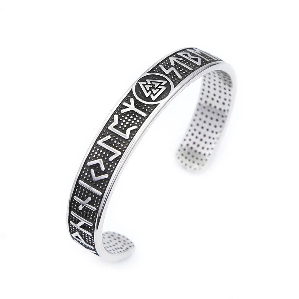 Viking Rune Bracelet – Nordic Stainless Steel Cuff Bangle Style C