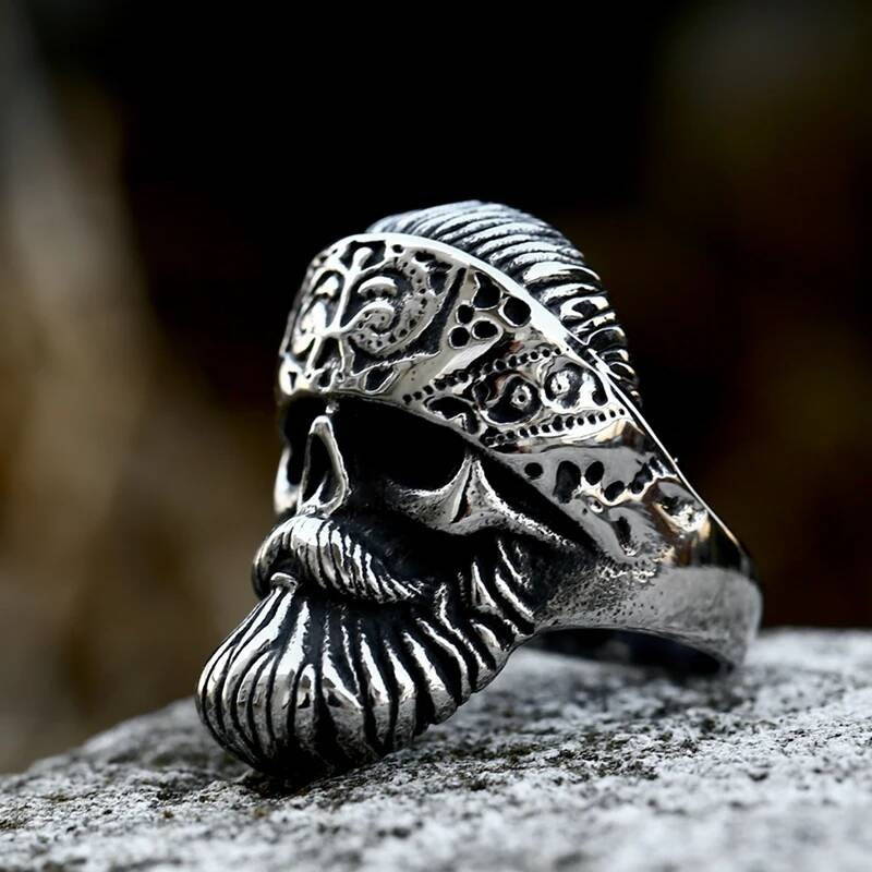 Steampunk Locomotive Skull Ring - Vintage Industrial Men's Gothic Jewelry A