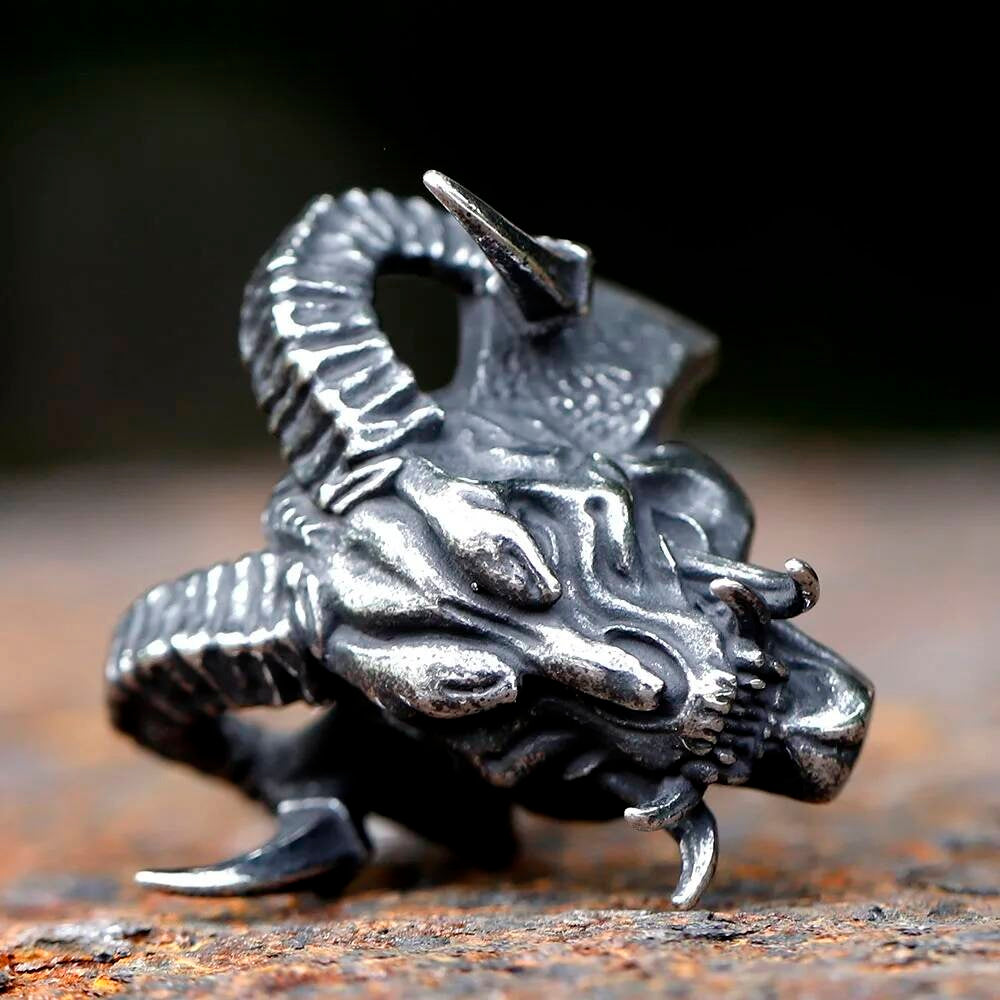 Devil Skull Ring – 316L Stainless Steel Gothic Punk Statement Band