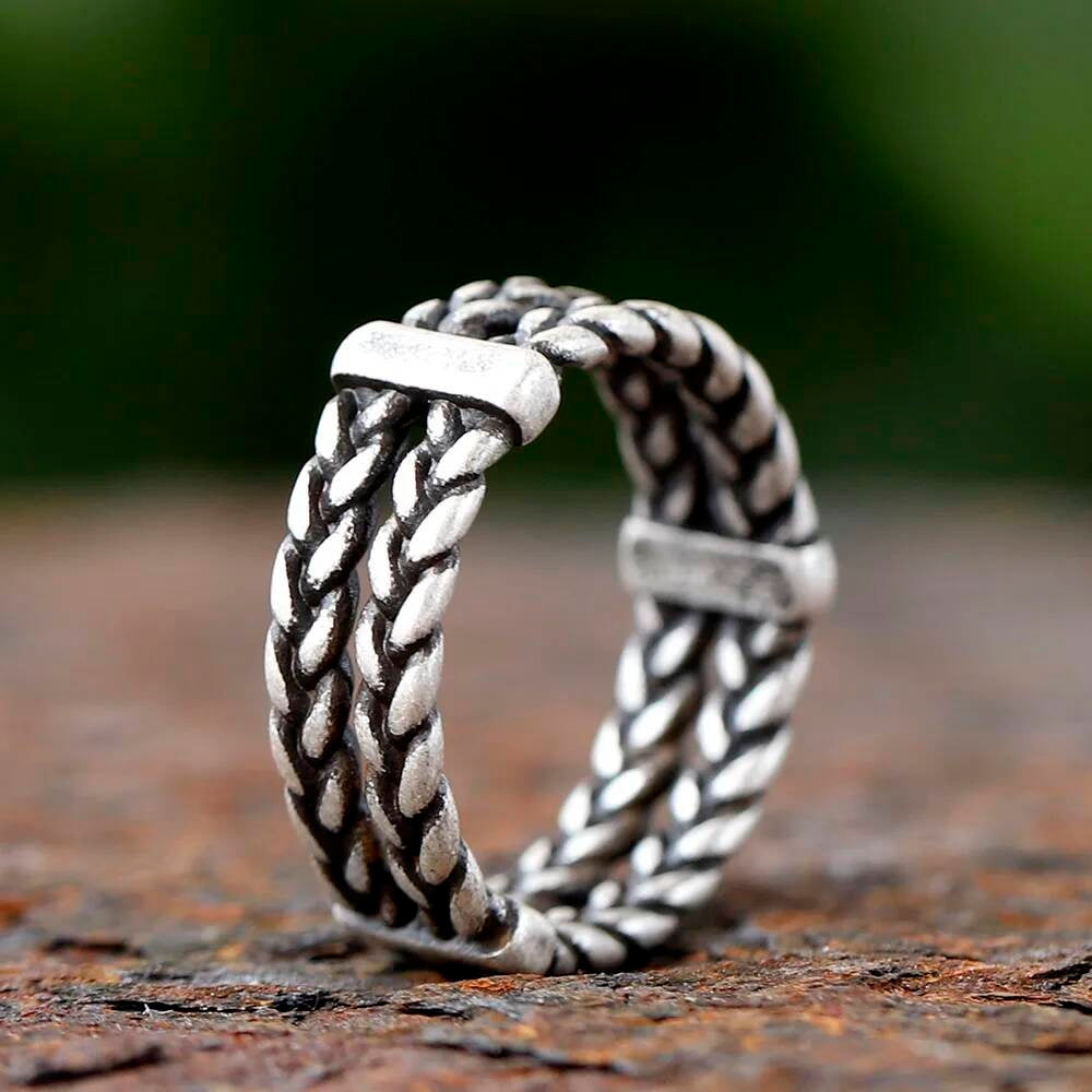 Viking Weave Knot Ring – 316L Stainless Steel Unisex Norse Amulet Band As shown