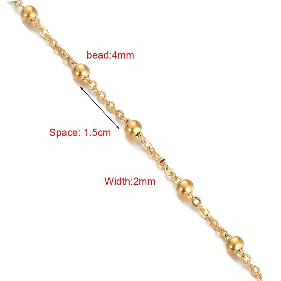 Wholesale 10pcs/lot Width 1.5mm 2mm Tiny beaded Stainless Steel Link Chain for Necklaces Bracelets Foot Jewelry size 12