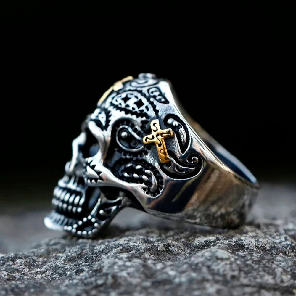 Retro Cross Skull Ring - Vintage Gothic Stainless Steel Punk Jewelry