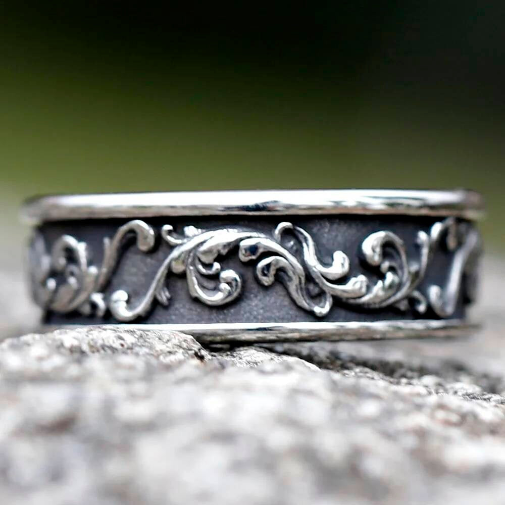 New Stainless Steel Viking Biker Vintage Spindrift Pattern Round Ring With