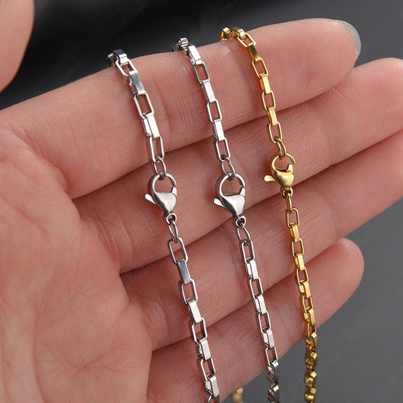 1Pc Stainless Steel Width 1.5/2/2.5/3/4mm Long Box Chain Necklace For Men Women DIY Jewelry Findings Making
