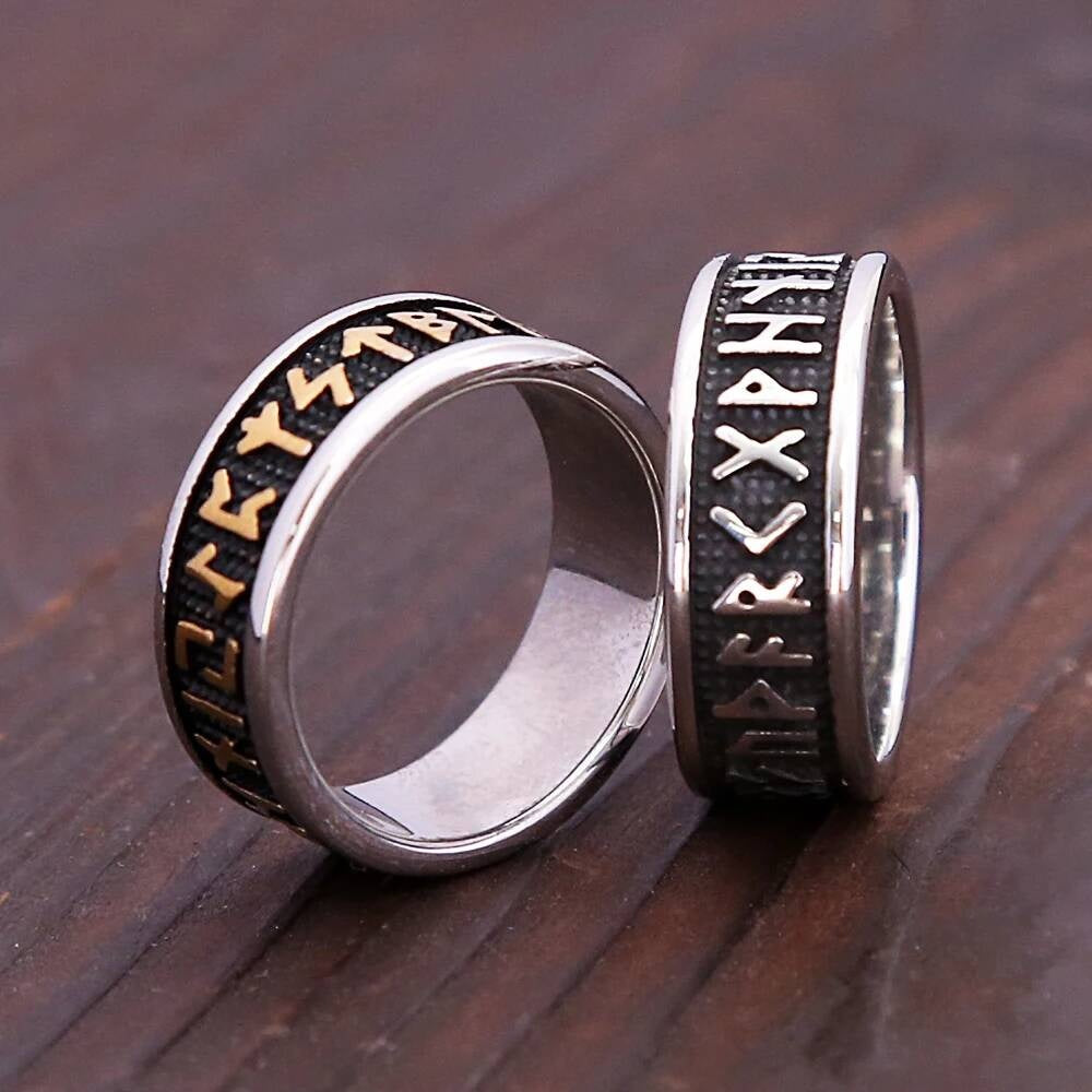 Nordic Rune Ring – 316L Stainless Steel Unisex Viking Amulet Band