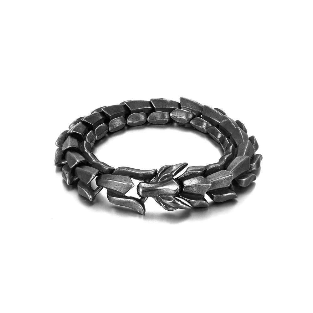 Gothic Armor Chain Bangle – Stainless Steel Warrior Bracelet Style A