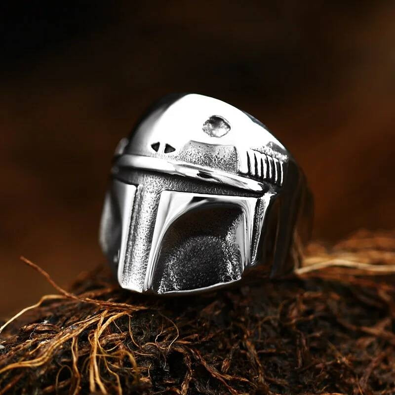 Warrior Helmet Ring – Stainless Steel Sci-Fi Armor Inspired Jewelry