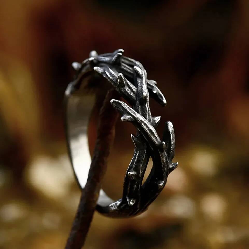 Jesus Crown of Thorns Ring - Black Vintage Stainless Steel Biker Couple Jewelry