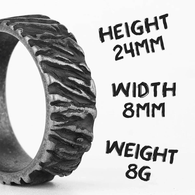 Vintage Black Volcano Ring 316L Stainless Steel Retro Jewelry for Men