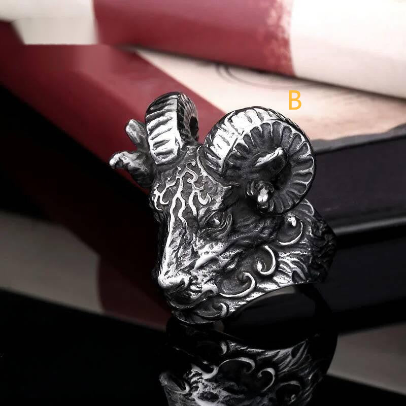 Tibetan Antelope Ring – 316L Stainless Steel Bold Punk-Animal Statement Band