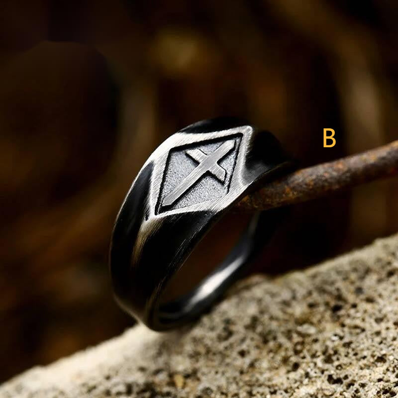 Vintage Biker Cross Ring – 316L Stainless Steel Punk Christian Band A