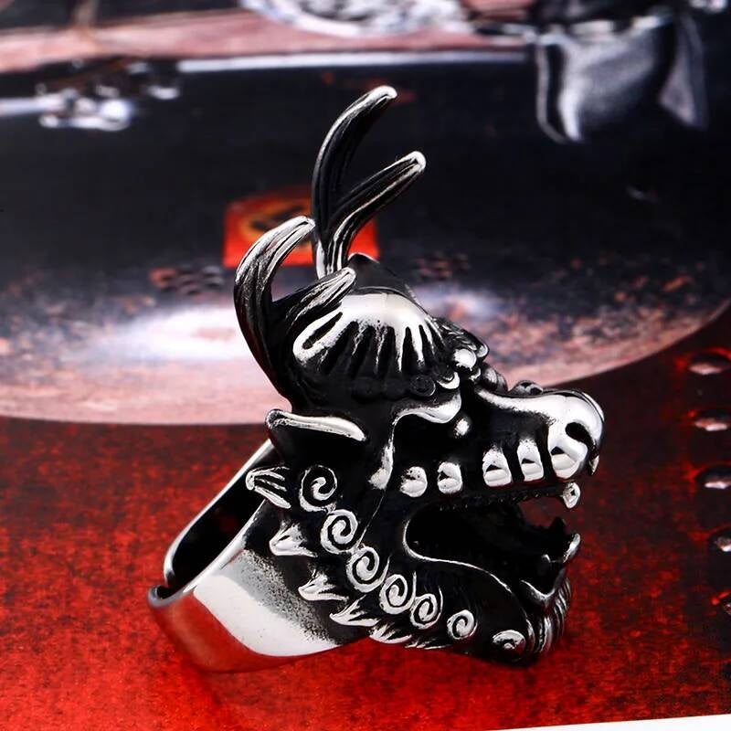Oriental Dragon Head Men's Ring Punk Biker Faucet High Quality Jewelry