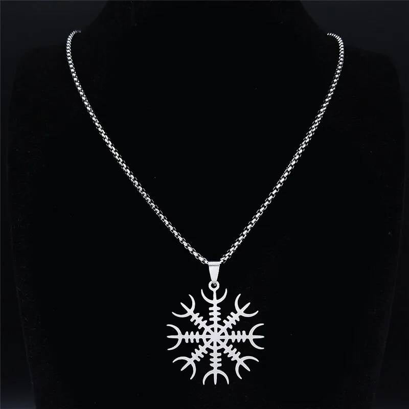 Viking Wolf Pendant with Valknut and Crossed Axes – Norse Mythology Stainless Steel Necklace