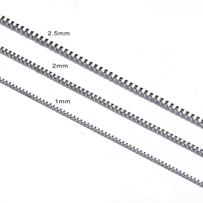 Stainless Steel Box Chain Necklace DIY Jewelry Findings Making Men Women Wholesale Link Chains Accessories 1.5mm 2mm 2.5mm 3mm
