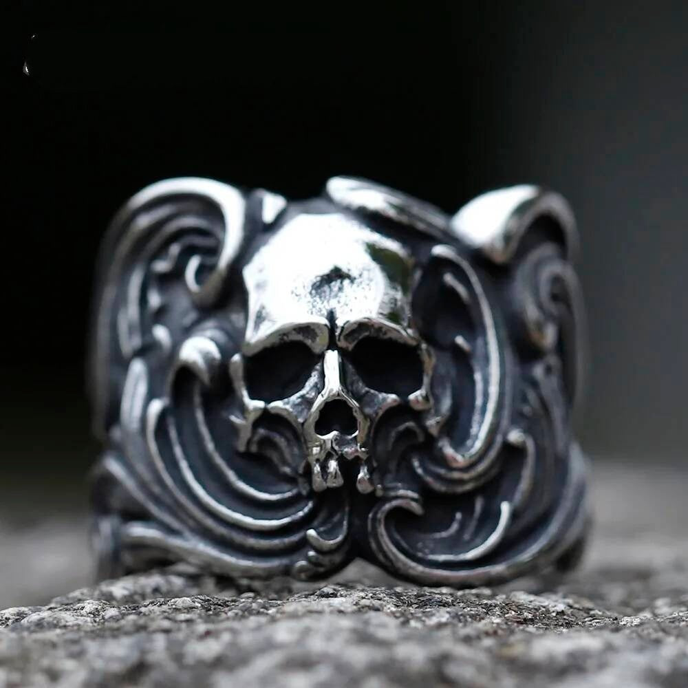 Chic Skull Punk Ring - Stainless Steel Men's Gothic Halloween Jewelry