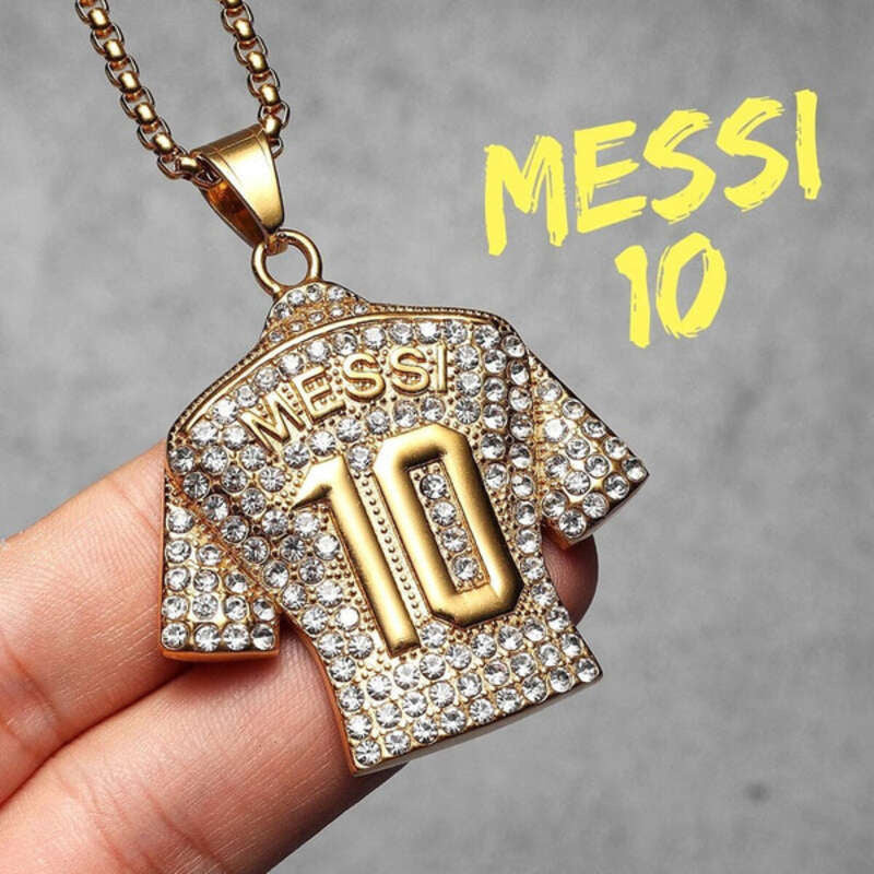 Sparkling Football Jersey Pendants - Messi #10, Messi #30, Ronaldo #7, Stylish Sports Jewelry Messi10-G